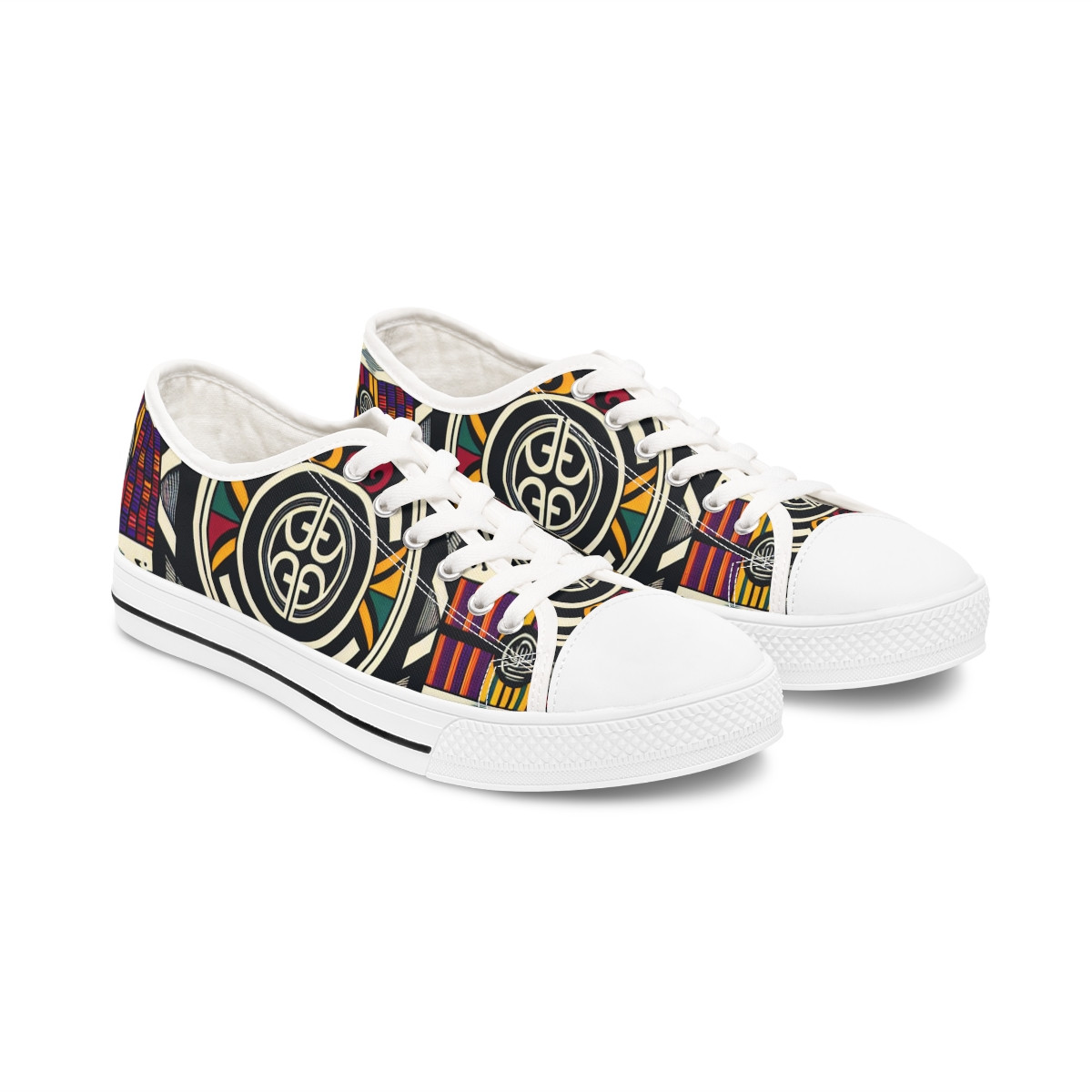 "AfroStride Kente Kickers" - Women's Lowtop Sneakers