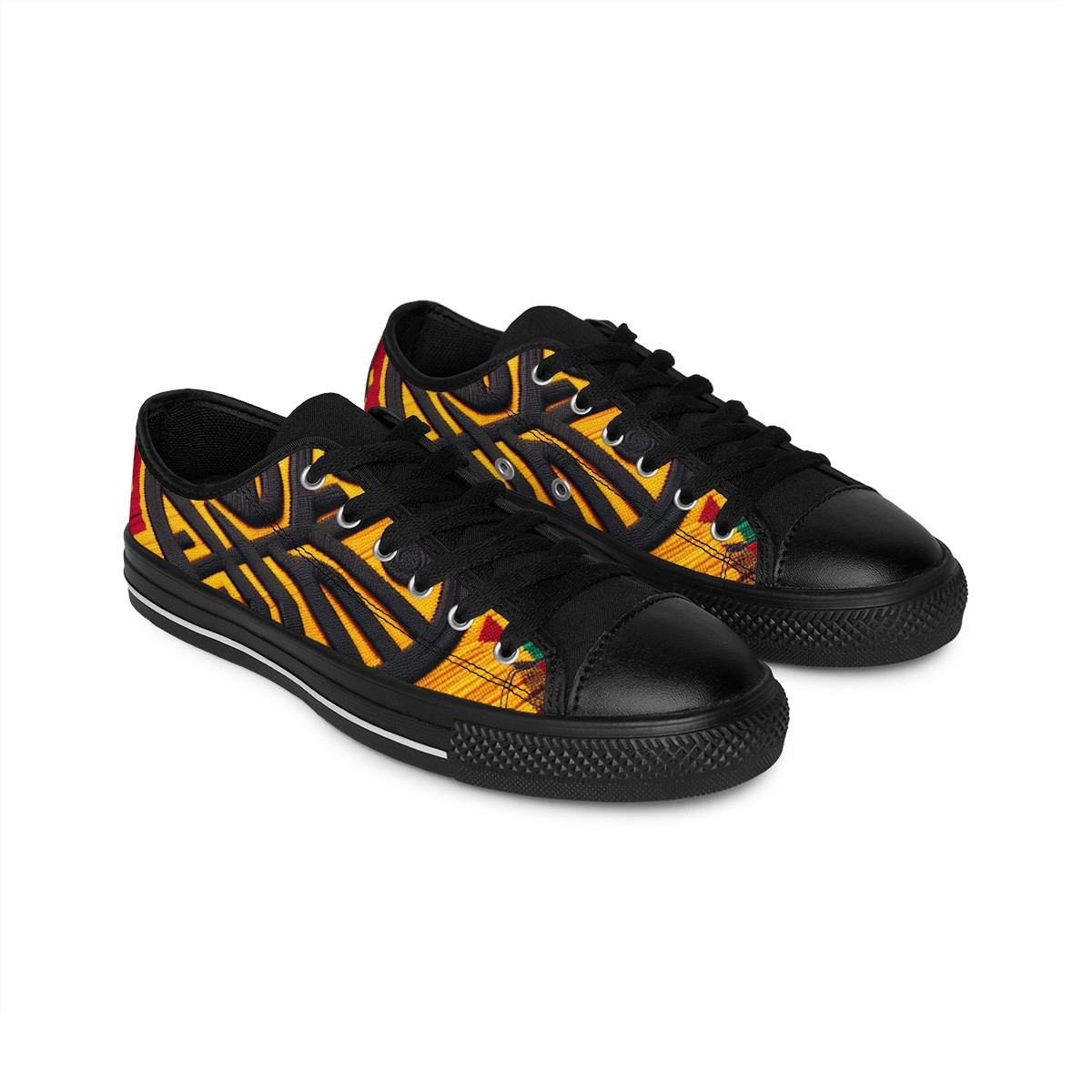 "Heritage Stride: Kente Kaleidoscope Sneakers" - Women's Sneakers