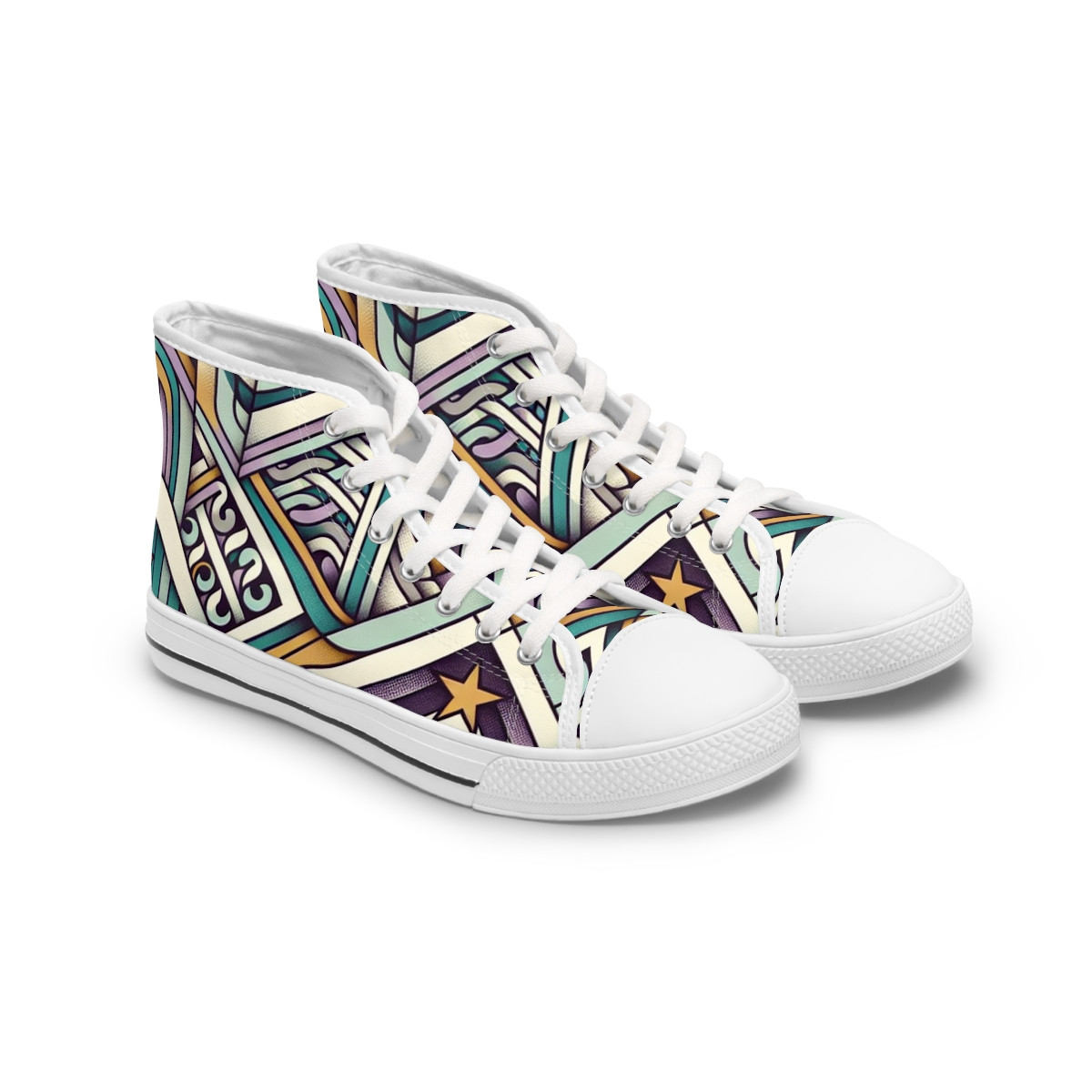 "Kente Kicks: Stride in Style" - Womn's High top Sneakers