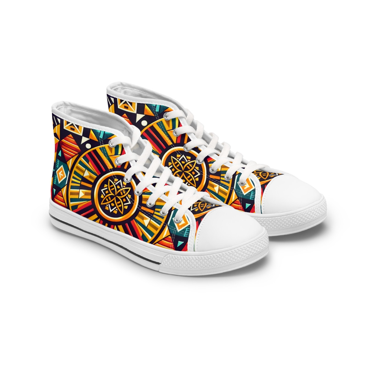 "AfroFusion Kente Kicks" - Womn's High top Sneakers