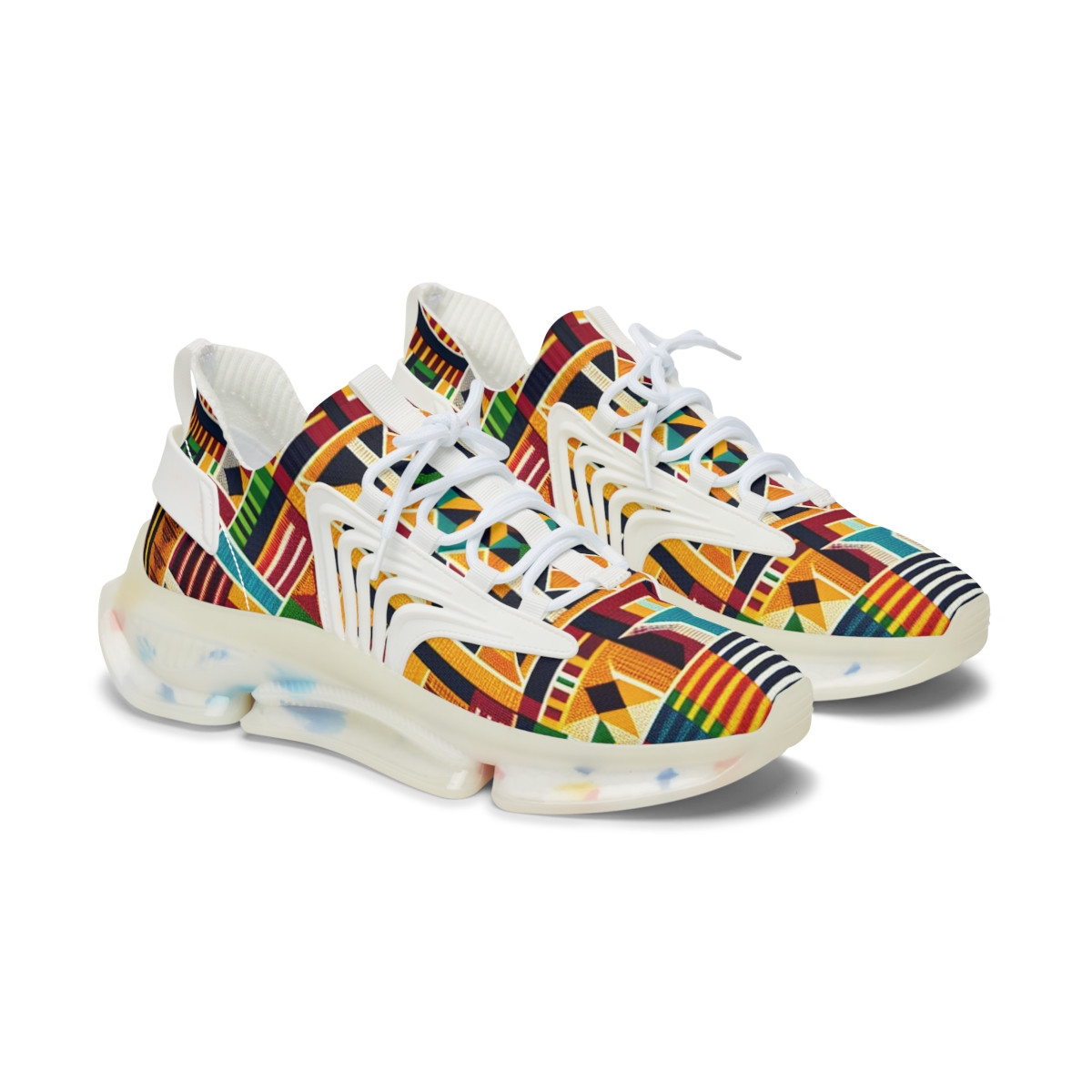 "AfroFusion Kente Kicks" - Women's Mesh Sneaker