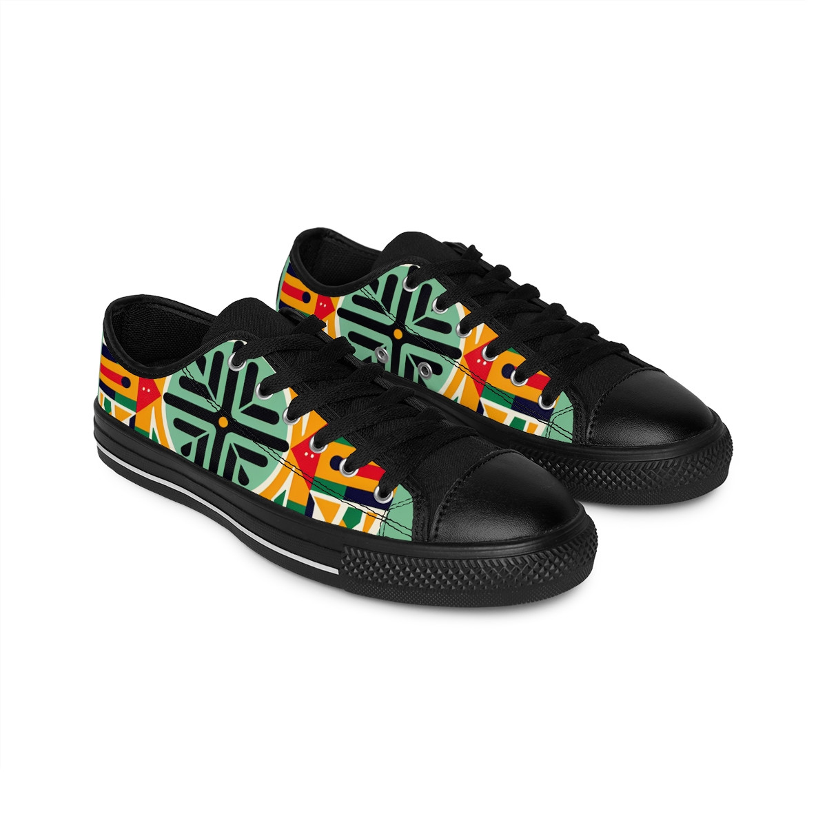 "AfroStride: Kente Kaleidoscope Sneakers" - Women's Sneakers