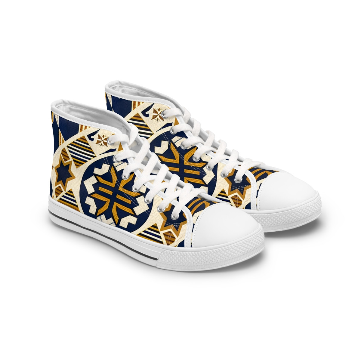 "AfroStride Royalty" Kente Sneakers - Womn's High top Sneakers