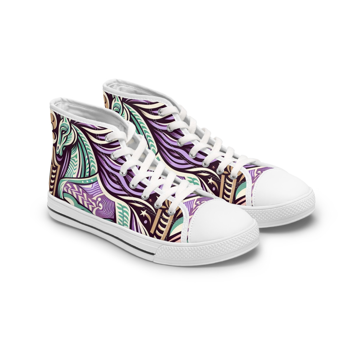 "Heritage Stride: Kente Edition Sneakers" - Womn's High top Sneakers