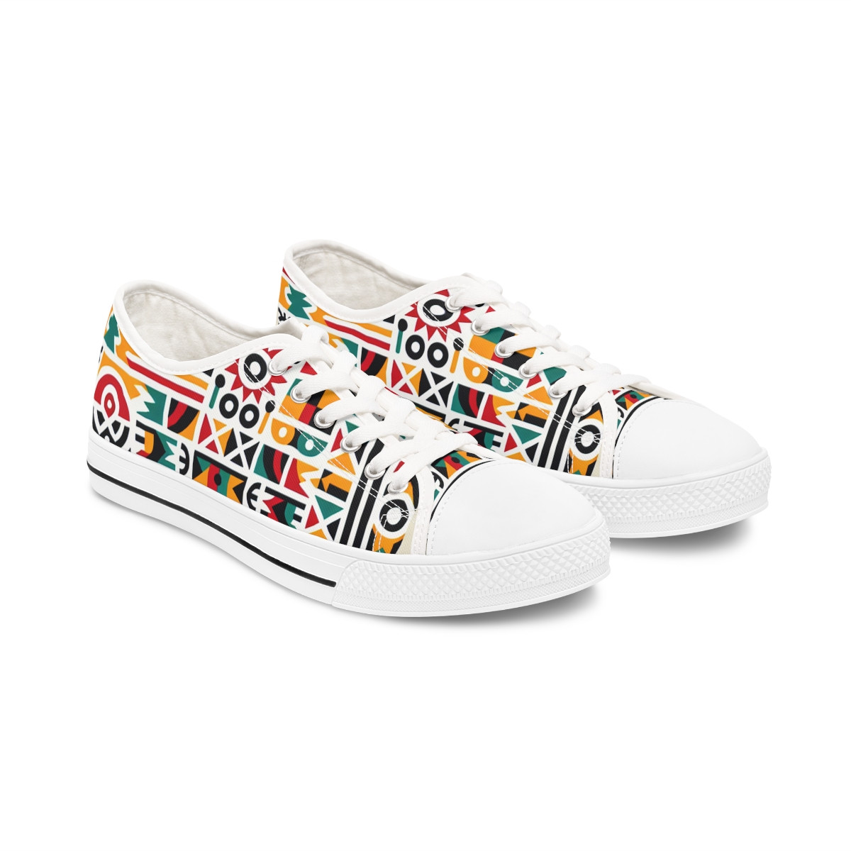 "AfroStride Kente Kicks" - Women's Lowtop Sneakers