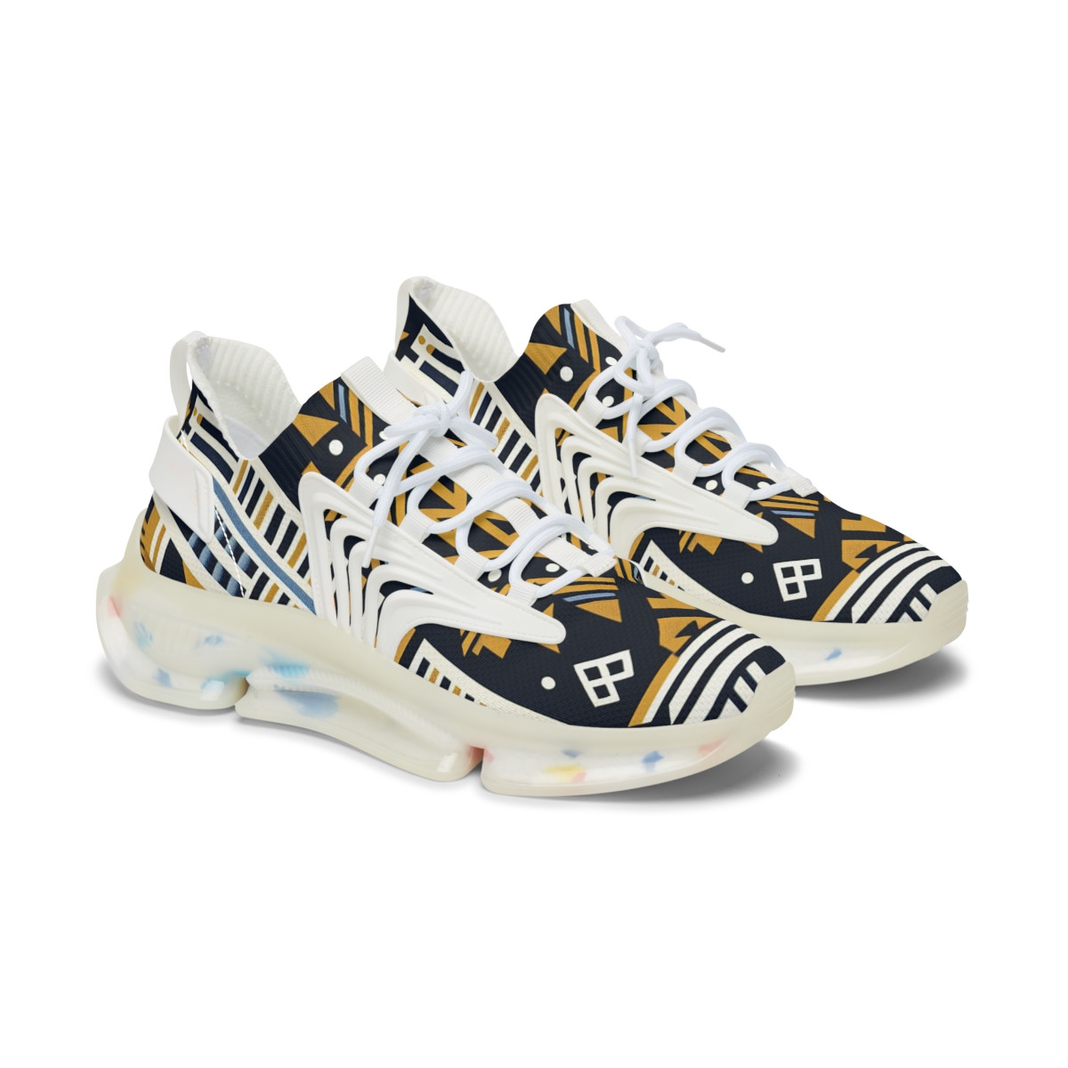 "Heritage Stride: Kente Kaleidoscope Sneakers" - Women's Mesh Sneaker