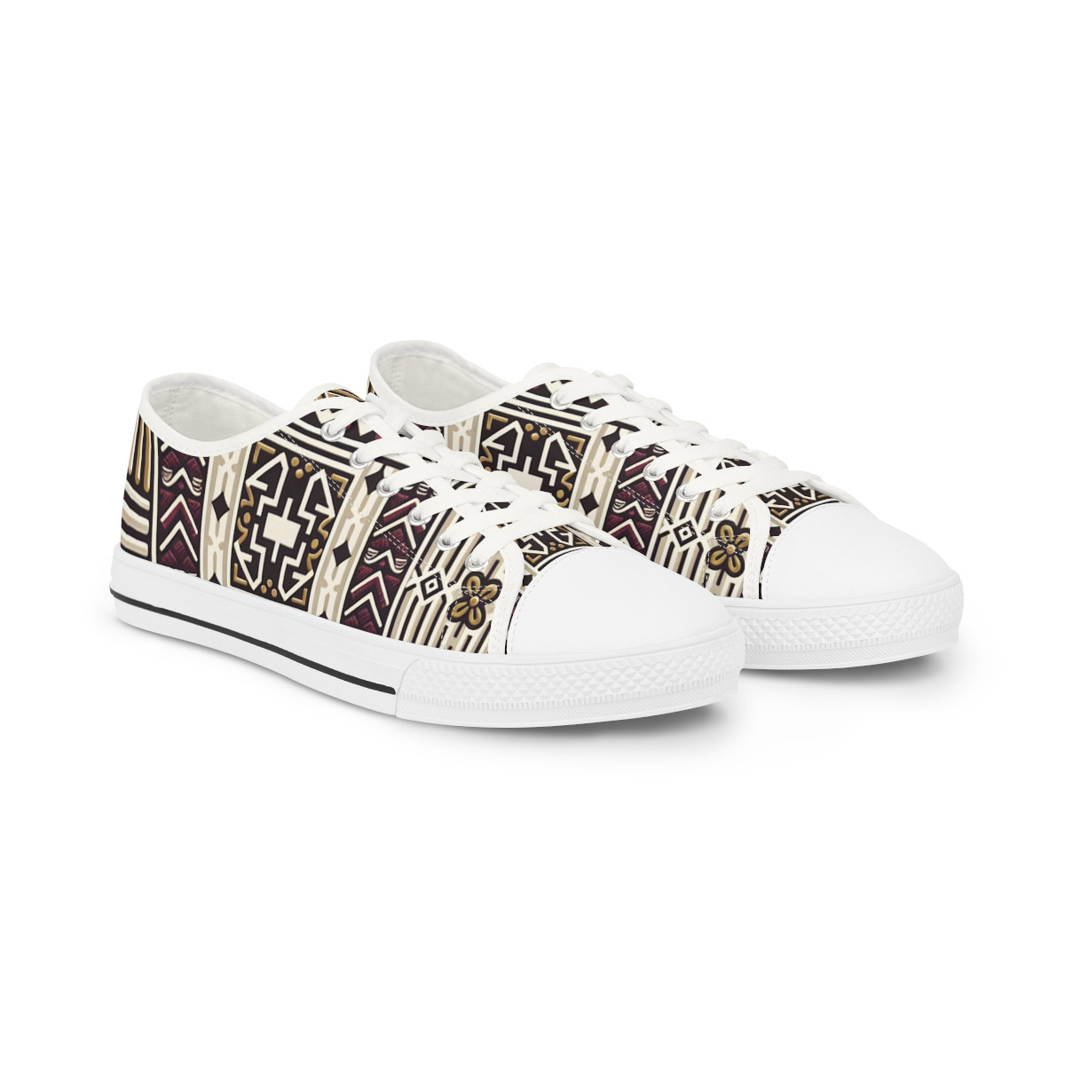 "Kente Kicks: Ghanaian Groove Sneakers" - Men's Lowtop Sneakers