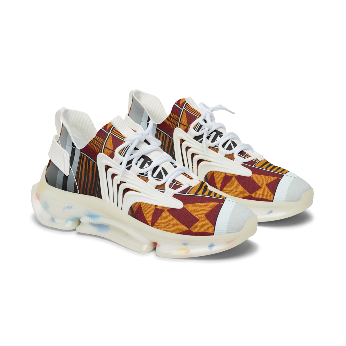 "AfroPulse Kente Kicks" - Women's Mesh Sneaker