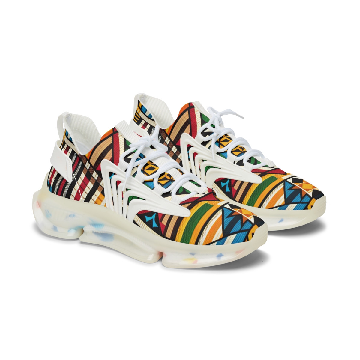 "Kente Kicks: AfroFusion Steps" - Women's Mesh Sneaker