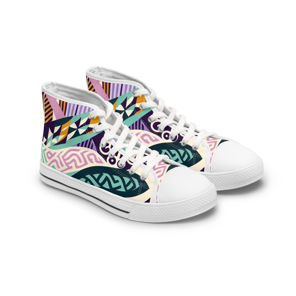 "Kente Kaleidoscope Kicks" - Womn's High top Sneakers