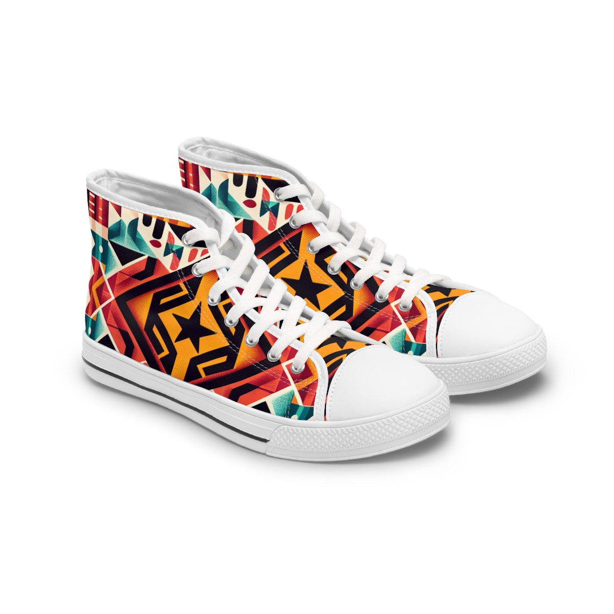"AfroFusion Kente Kicks" - Womn's High top Sneakers