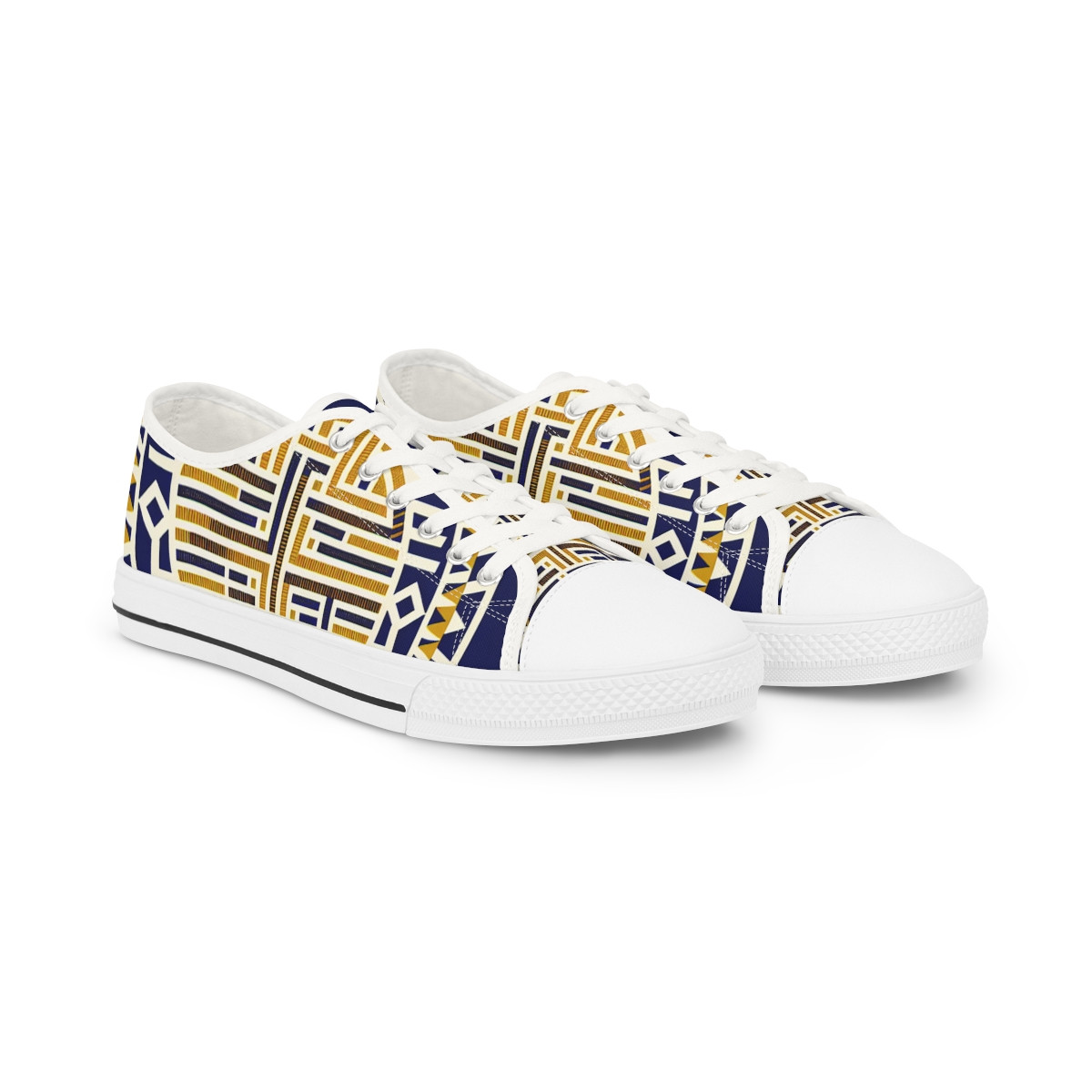 "AshantiStride: Kente Kaleidoscope Sneakers" - Men's Lowtop Sneakers