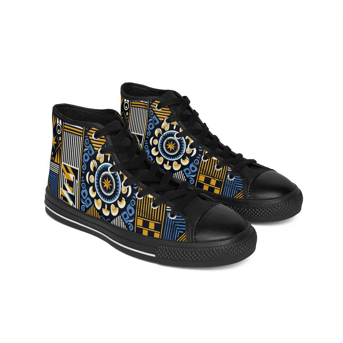 "Ashanti Stride: Kente Delight Sneakers" - Women's Classic Sneakers