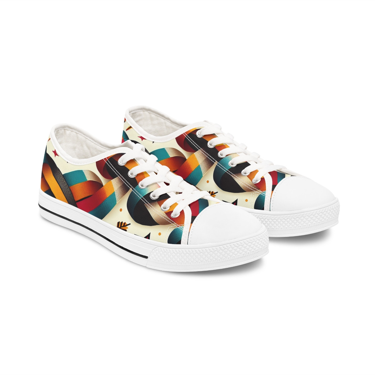 "AfroFusion Kente Kicks" - Women's Lowtop Sneakers