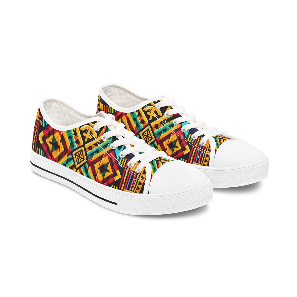 "AfroFusion Kente Kicks" - Women's Lowtop Sneakers