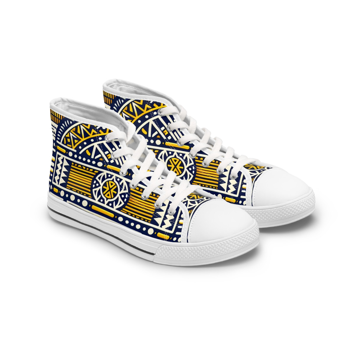 "Heritage Stride: Kente Kaleidoscope Sneakers" - Womn's High top Sneakers
