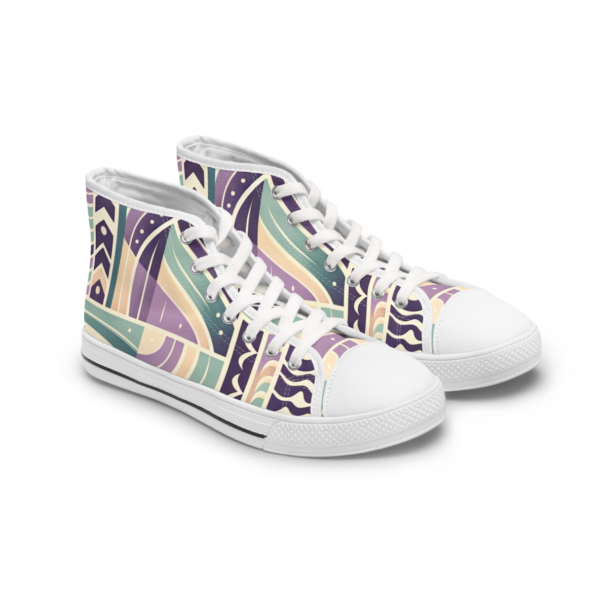 "Heritage Stride: Kente Fusion Sneakers" - Womn's High top Sneakers