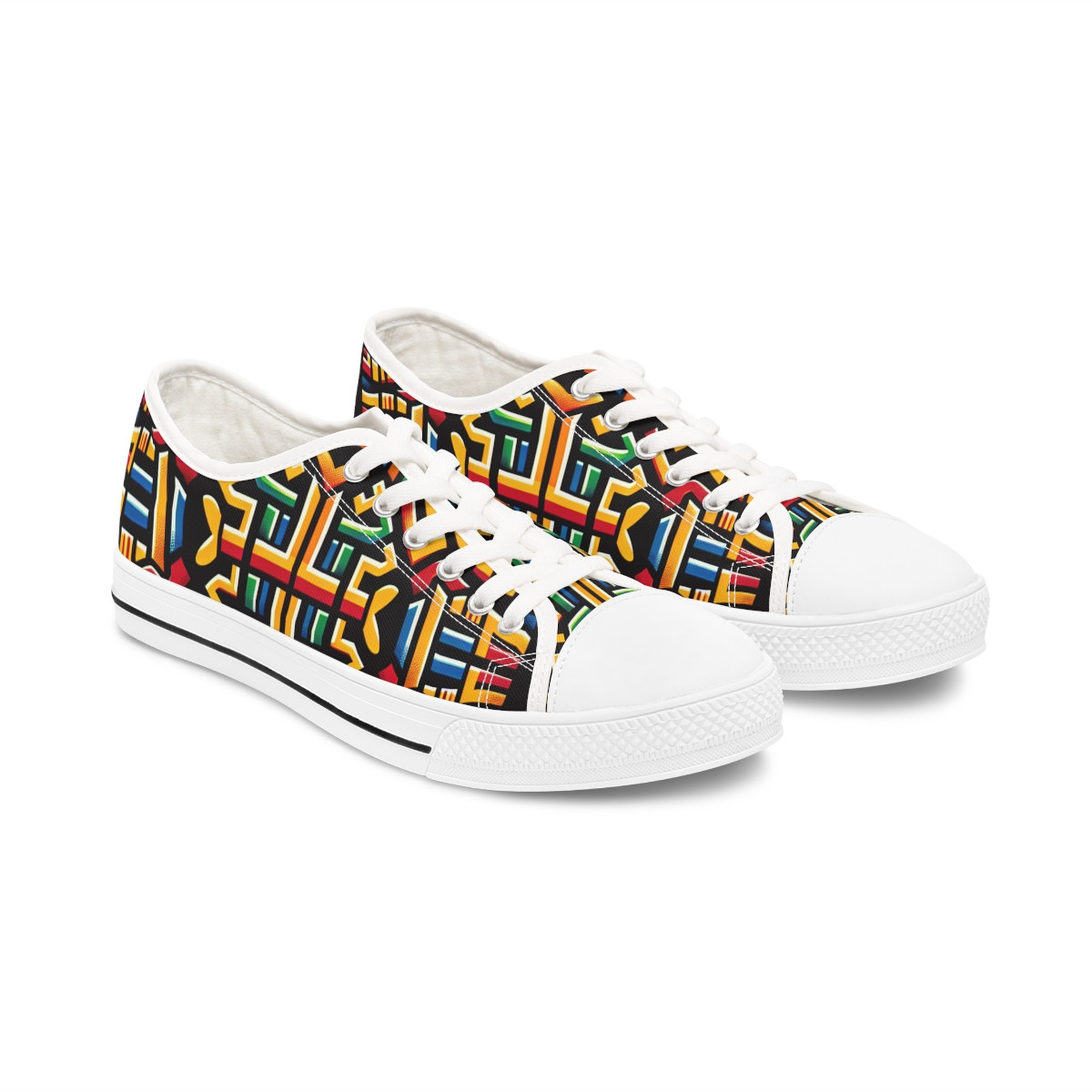 "AfroStride Kente Kicks" - Women's Lowtop Sneakers