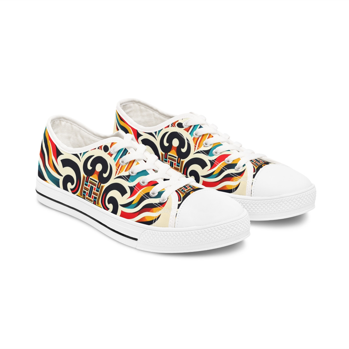 "AfroFusion Kente Kicks" - Women's Lowtop Sneakers