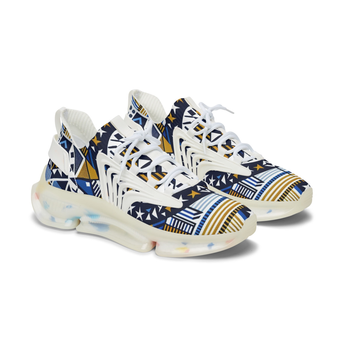 "Heritage Stride: Afro-Fusion Kente Kicks" - Women's Mesh Sneaker