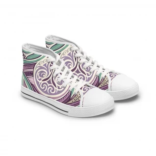 "AfroStride: Kente Kaleidoscope Sneakers" - Womn's High top Sneakers