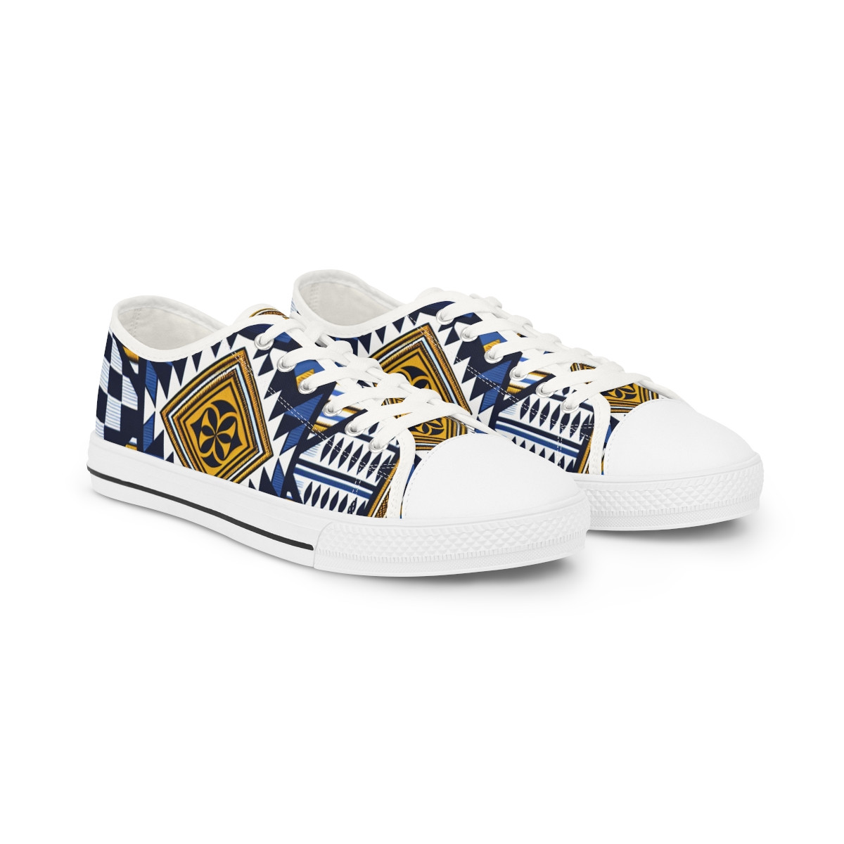 "Heritage Stride: Kente Kaleidoscope Sneakers" - Men's Lowtop Sneakers