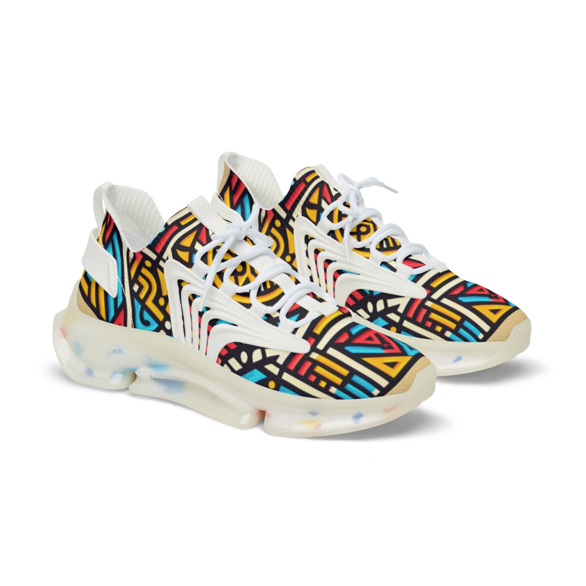"AfroStride Vibrant Kente Kicks" - Men's Mesh Sneaker