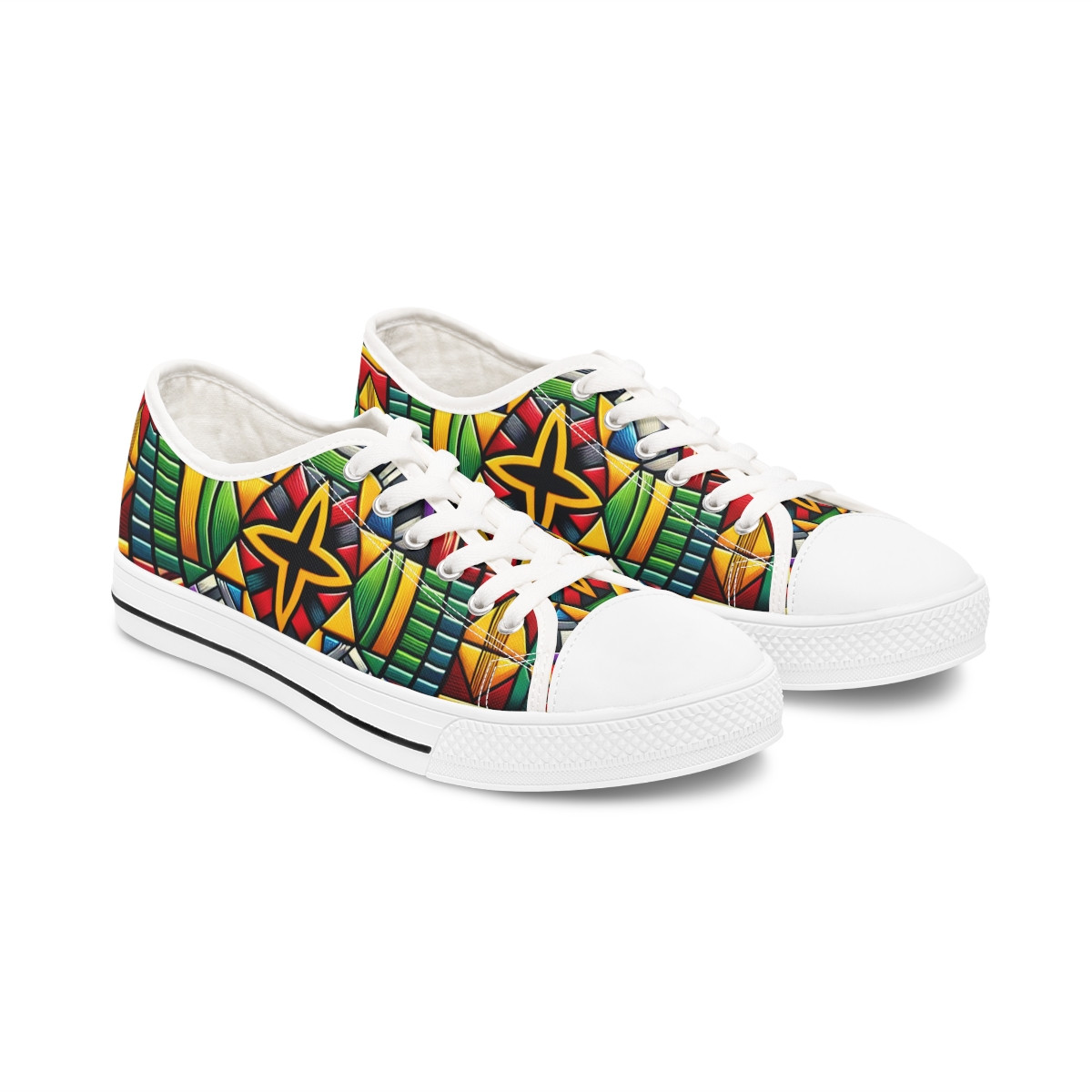 "AfroFusion Kente Kicks" - Women's Lowtop Sneakers