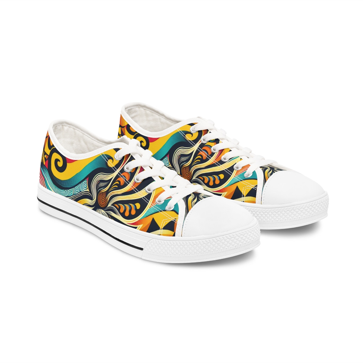 "Kente Kicks: Afro-Fusion Footwear" - Women's Lowtop Sneakers