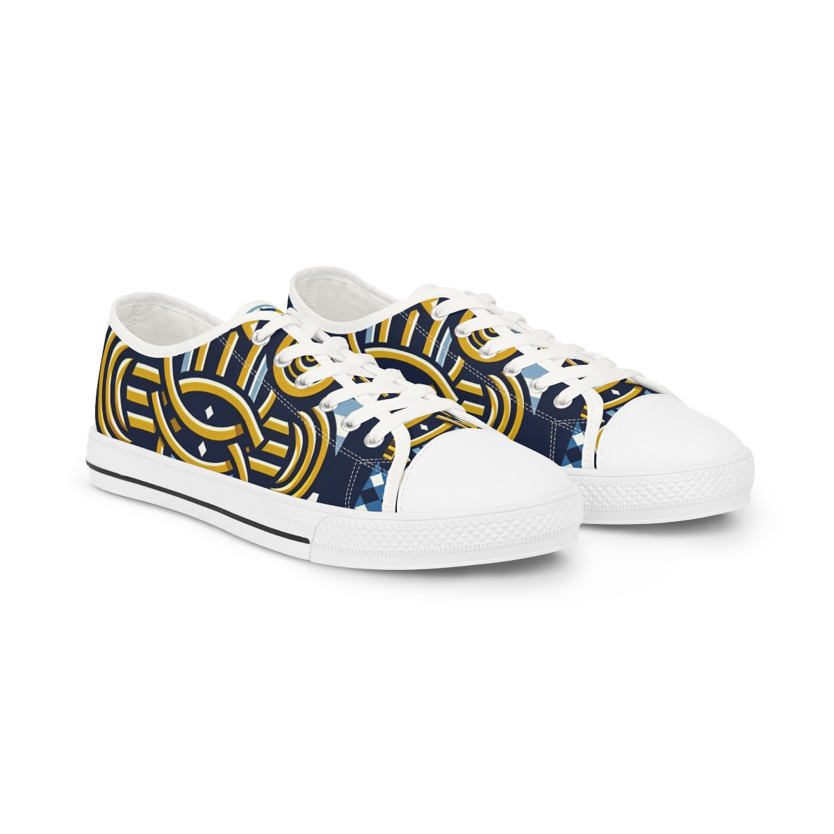 "Heritage Stride: Kente Kaleidoscope Sneakers" - Men's Lowtop Sneakers
