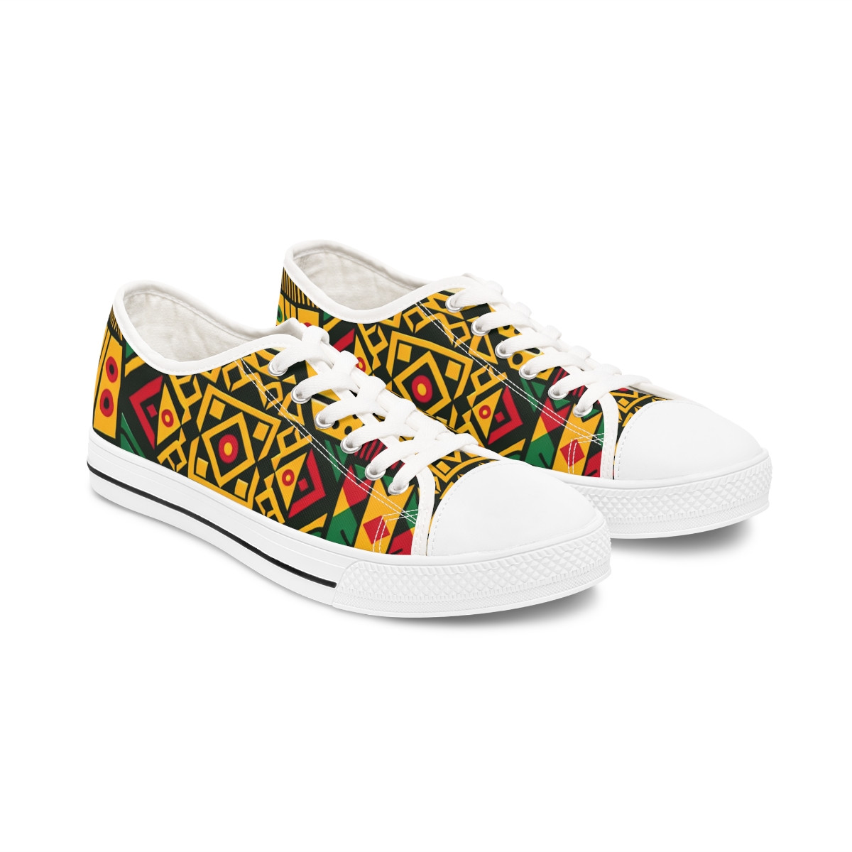 "KenteKicks: Heritage Stride Sneakers" - Women's Lowtop Sneakers