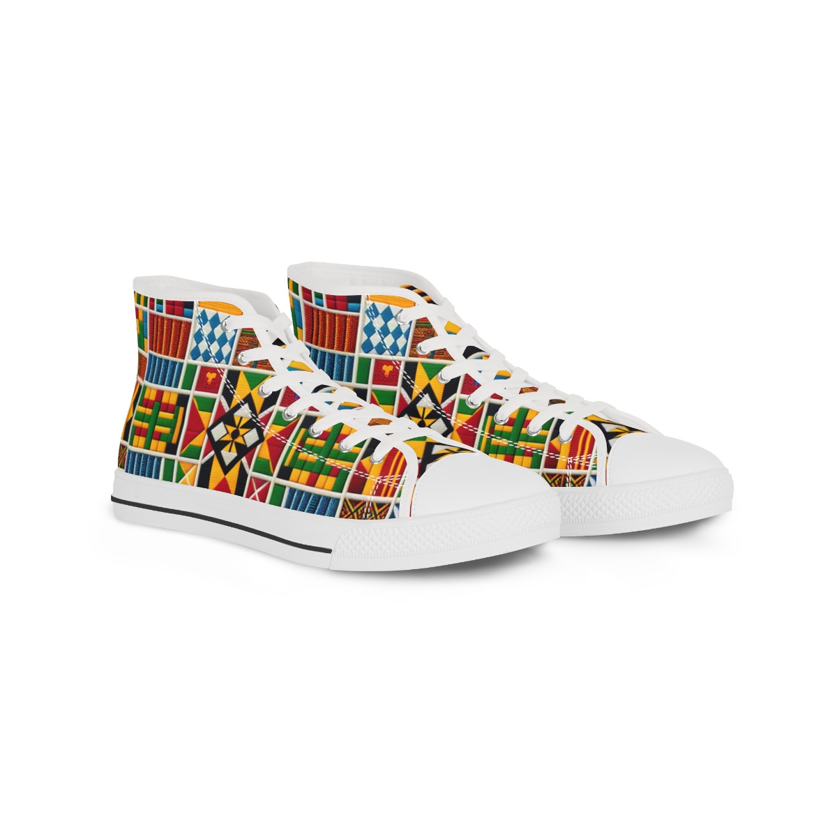 "Kente Kicks: AfroFusion Steps" - Men's High top Sneakers