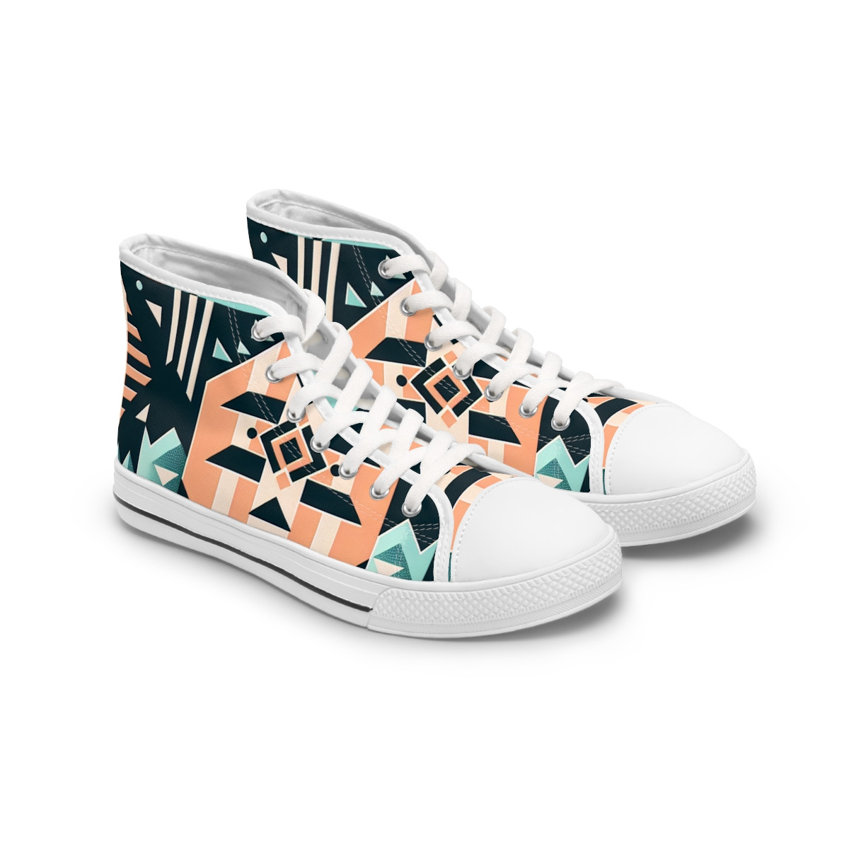 "Heritage Stride: Kente Kaleidoscope Sneakers" - Womn's High top Sneakers