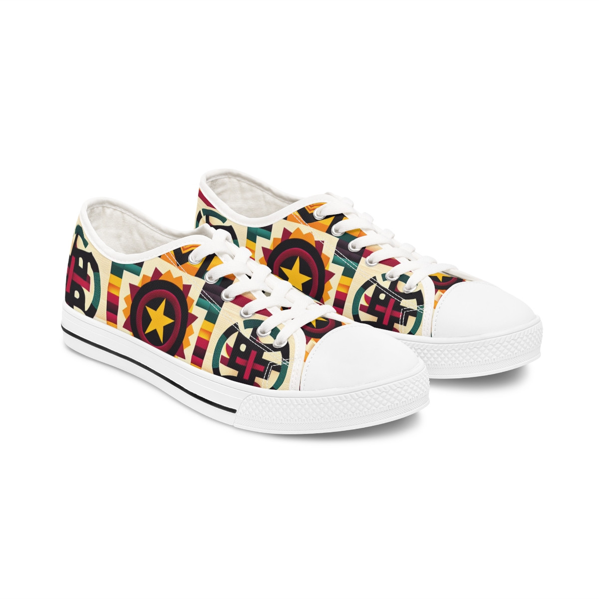 "AfroStride Kente Kicks" - Women's Lowtop Sneakers
