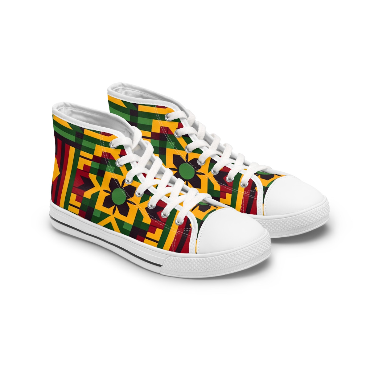 "Heritage Stride: Afrocentric Kente Kicks" - Womn's High top Sneakers