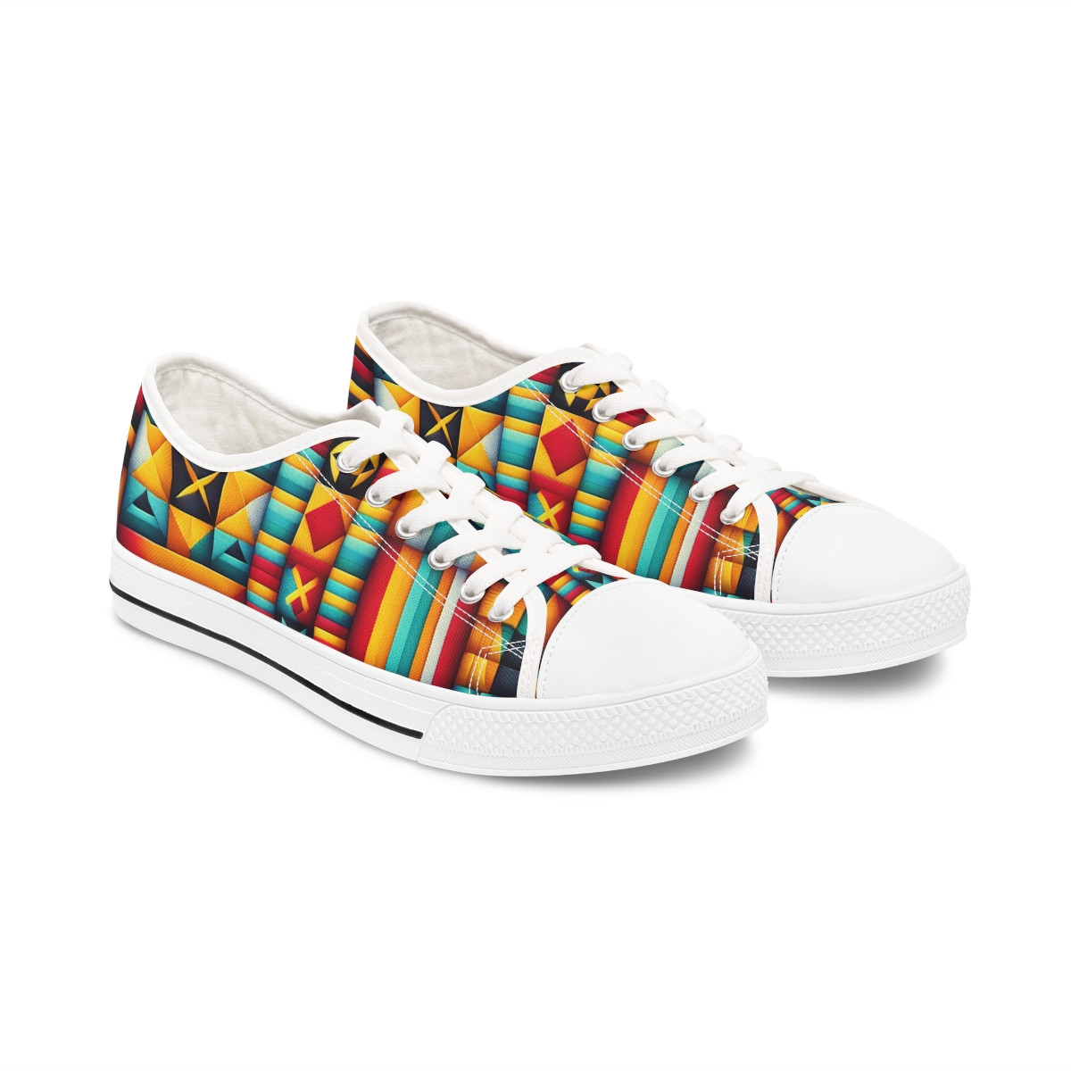 "AfroStride Kente Kicks" - Women's Lowtop Sneakers