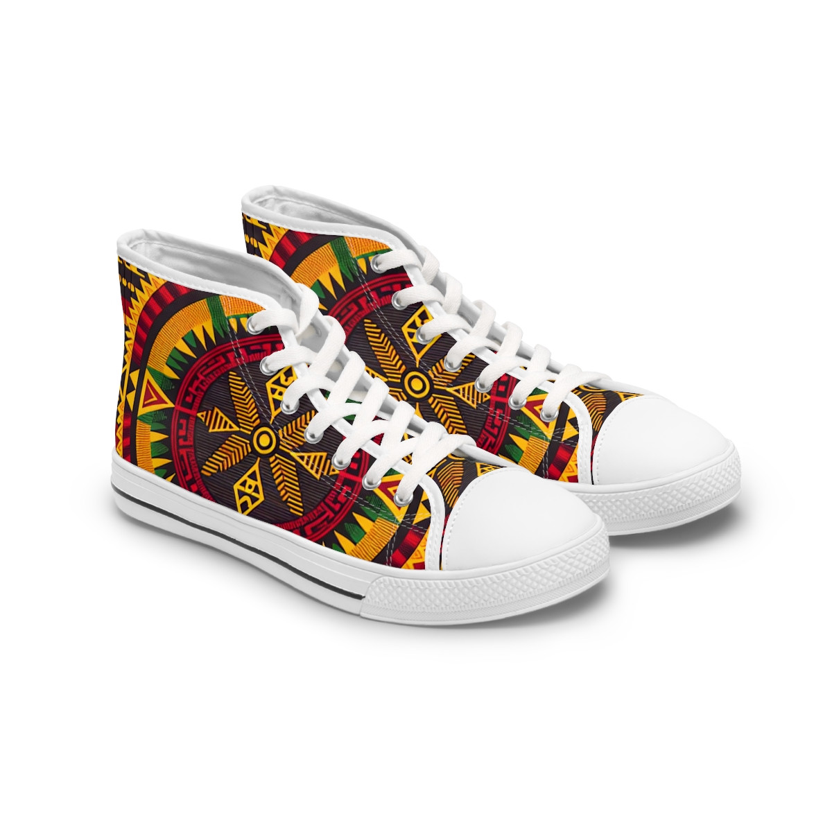 "Kente Kaleidoscope Kickers" - Womn's High top Sneakers