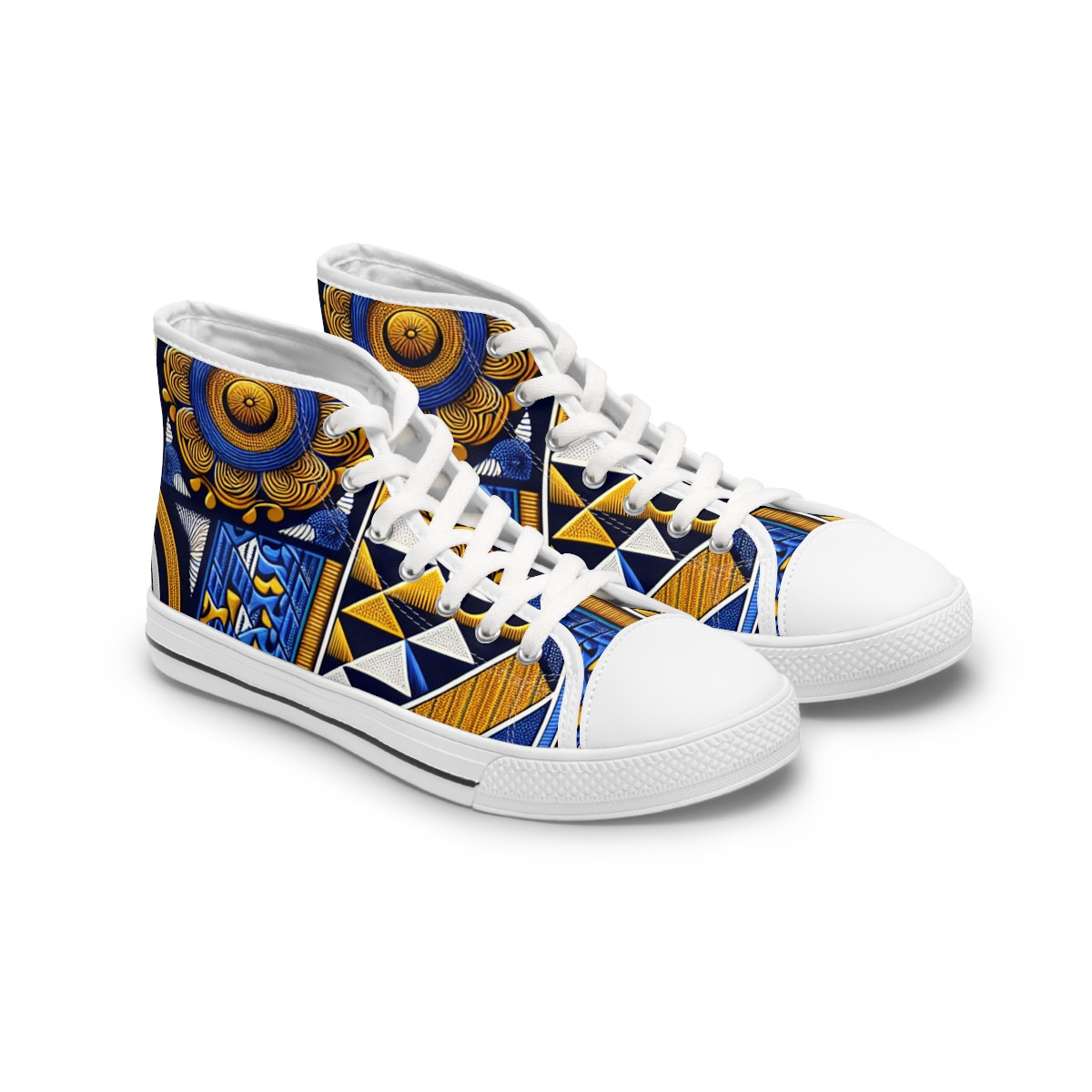 "VibrantStride Kente Kicks" - Womn's High top Sneakers