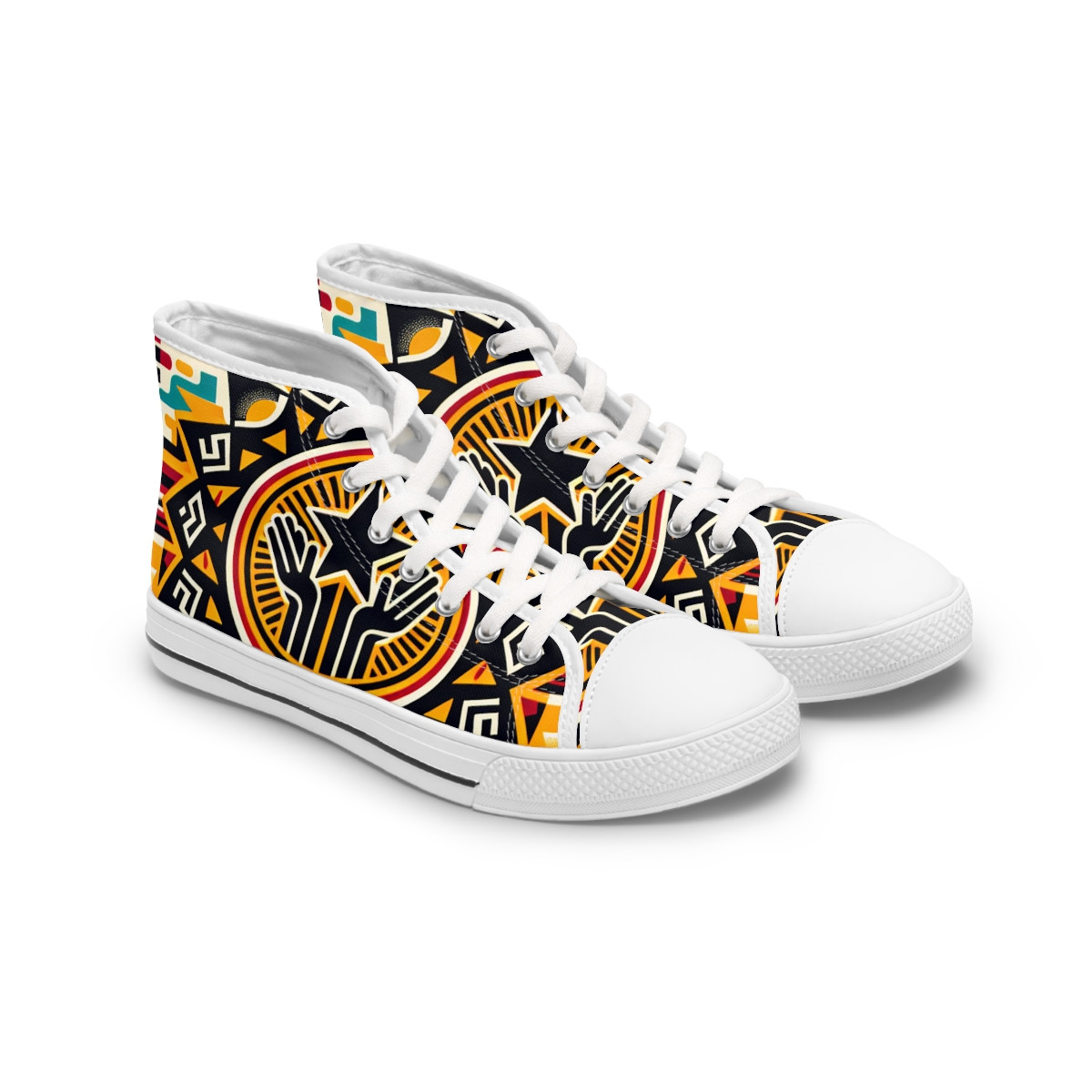"Kente Kicks: Afro-Fusion Footwear" - Womn's High top Sneakers