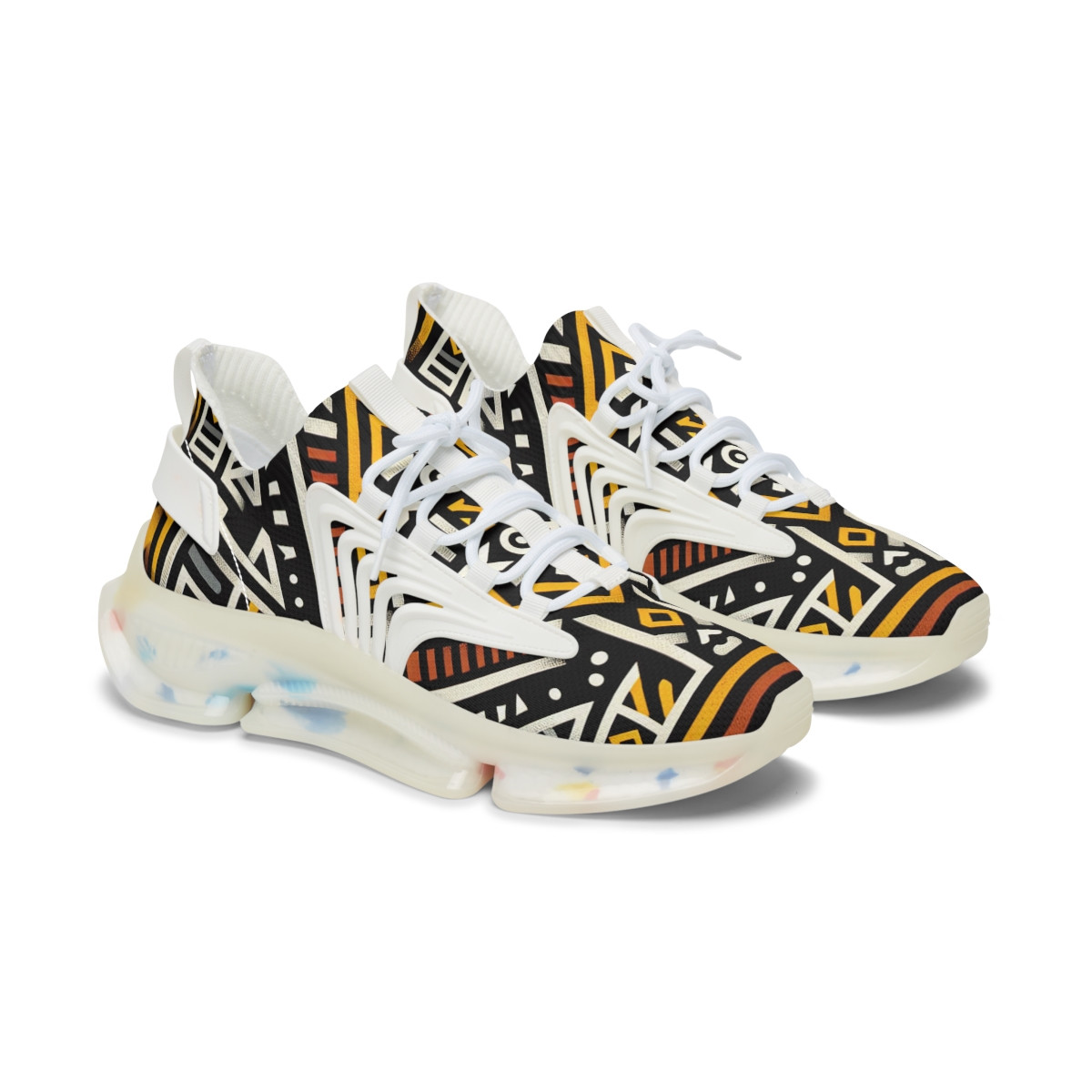 "AfroGlow Kente Kicks" - Women's Mesh Sneaker