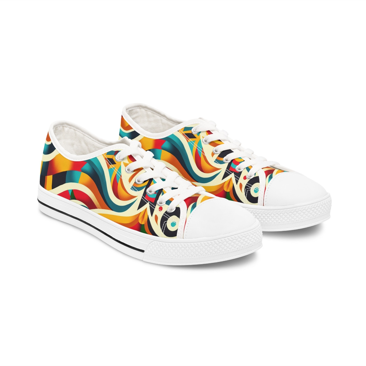 "AfraStride Tribal Kente Kicks" - Women's Lowtop Sneakers