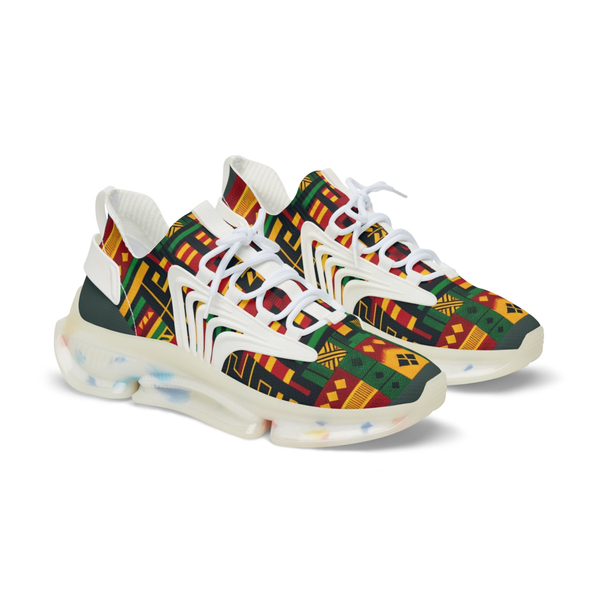 "AfroFusion Step Strut Kente Sneakers" - Men's Mesh Sneaker