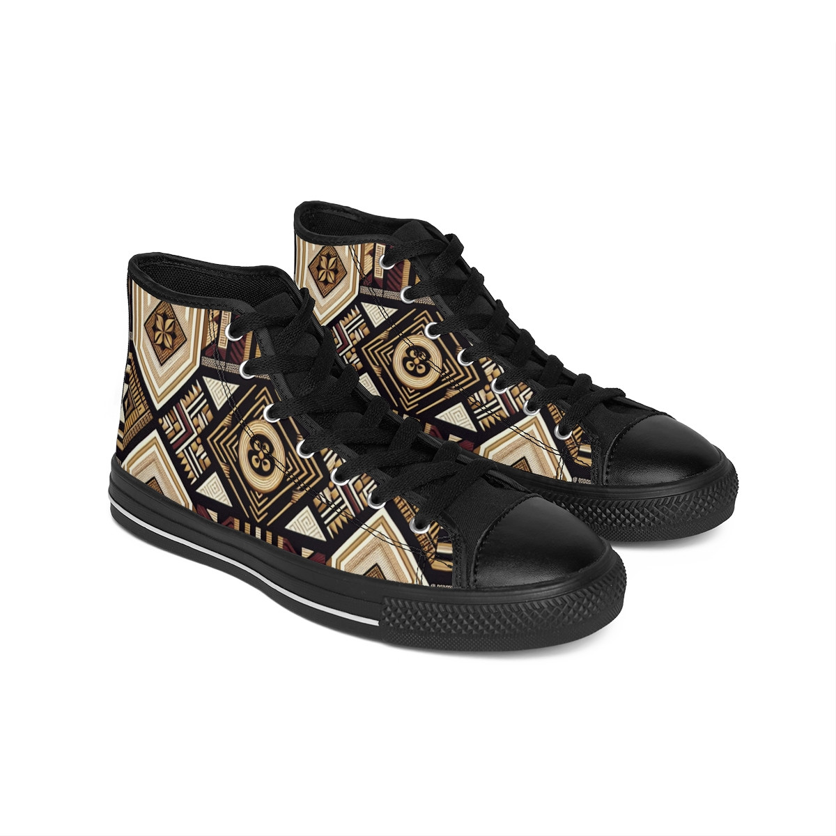 "Heritage Stride: Kente Kaleidoscope Sneakers" - Women's Classic Sneakers