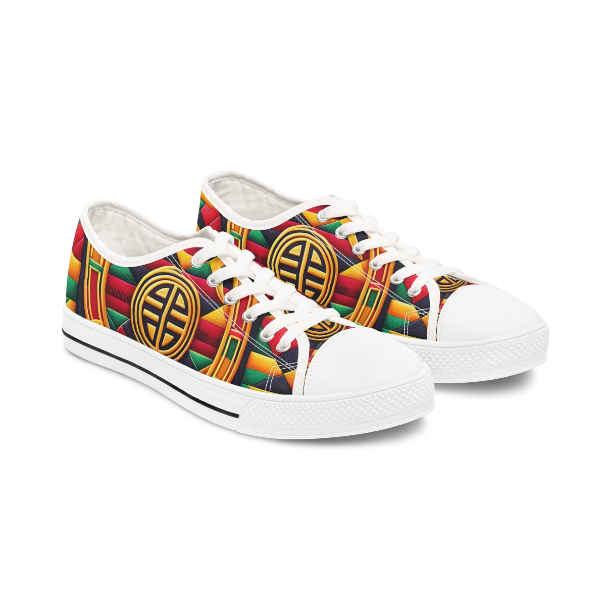 "AfroFusion Kente Kicks" - Women's Lowtop Sneakers