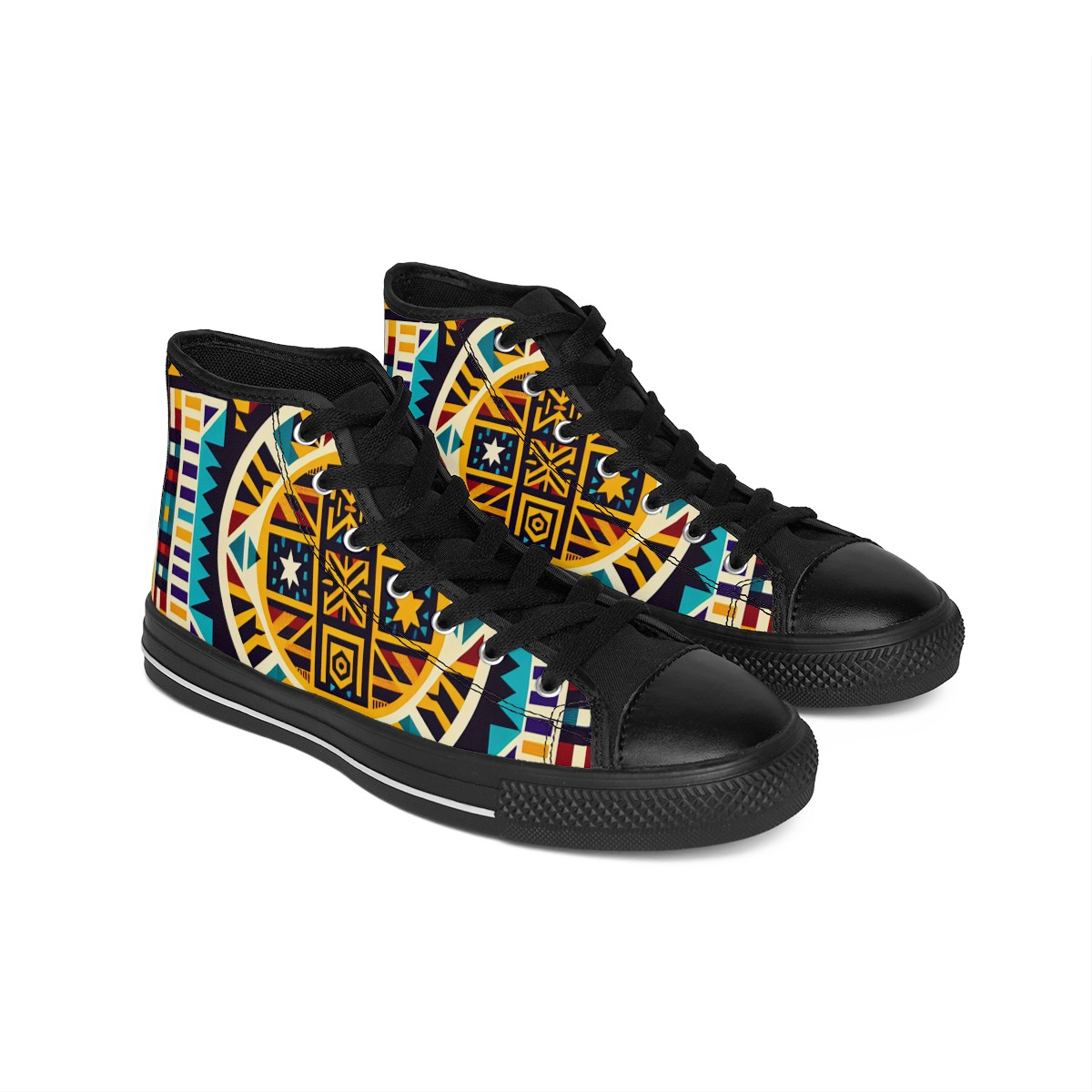 "AfroStride: Kente Kaleidoscope Kicks" - Women's Classic Sneakers