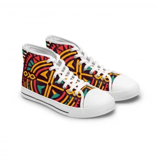 "AfroElegance: KenteStride Sneakers" - Womn's High top Sneakers
