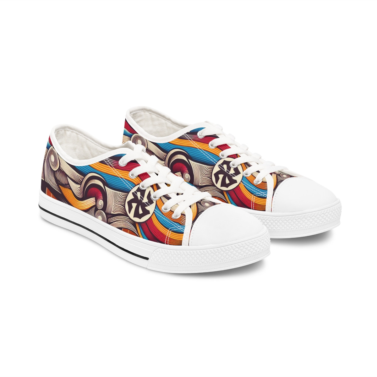 "Heritage Stride: Kente Fusion Sneakers" - Women's Lowtop Sneakers