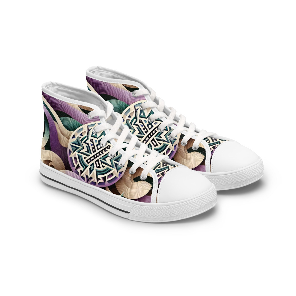 "Heritage Stride: Kente Enlivened Sneakers" - Womn's High top Sneakers