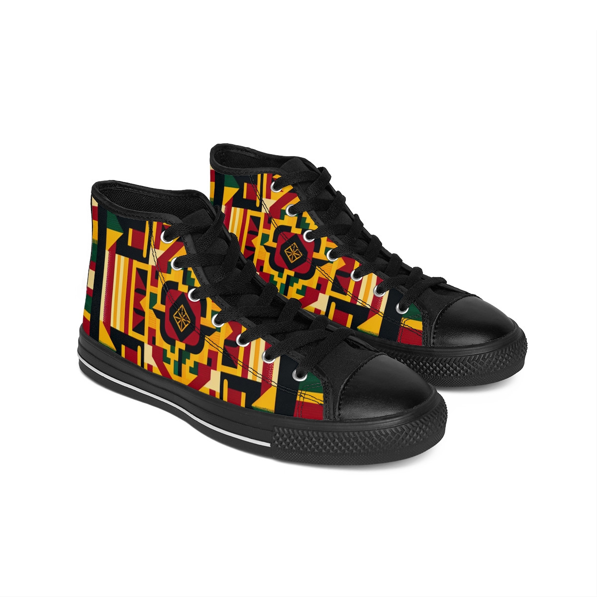 "AshantiStride: Kente Kaleidoscope Sneakers" - Women's Classic Sneakers