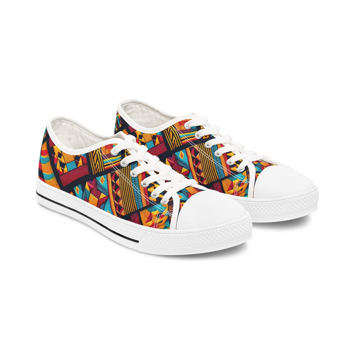 "AfroFusion Kente Kicks" - Women's Lowtop Sneakers